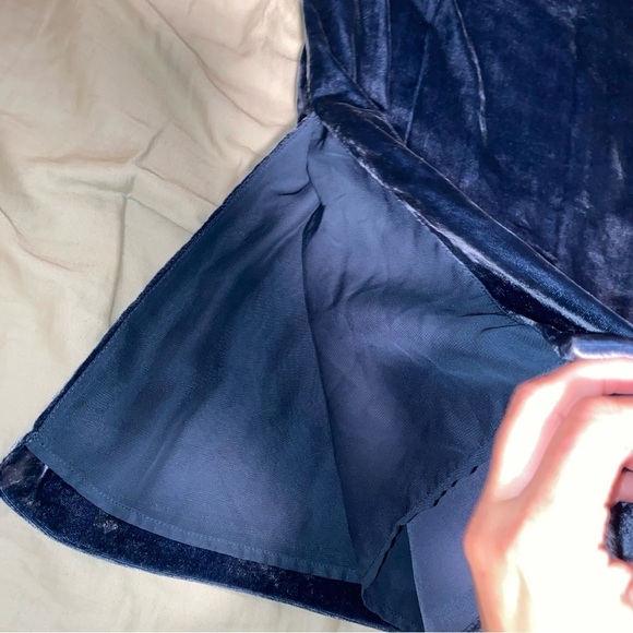 MADEWELL BY JCREW BLUE VELVET BUTTON FRONT MIDI DRESS WITH SIDE SLITS TRENDY - Picture 13 of 13